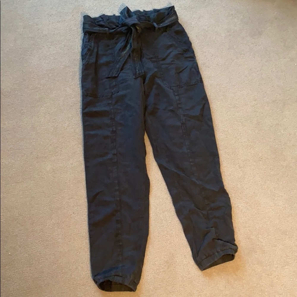 Anthropologie black high waisted linen joggers
